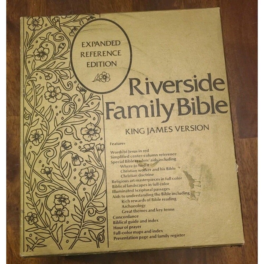 Vtg Family Holy Bible King James Expanded Reference  Red Letter Riverside In Box